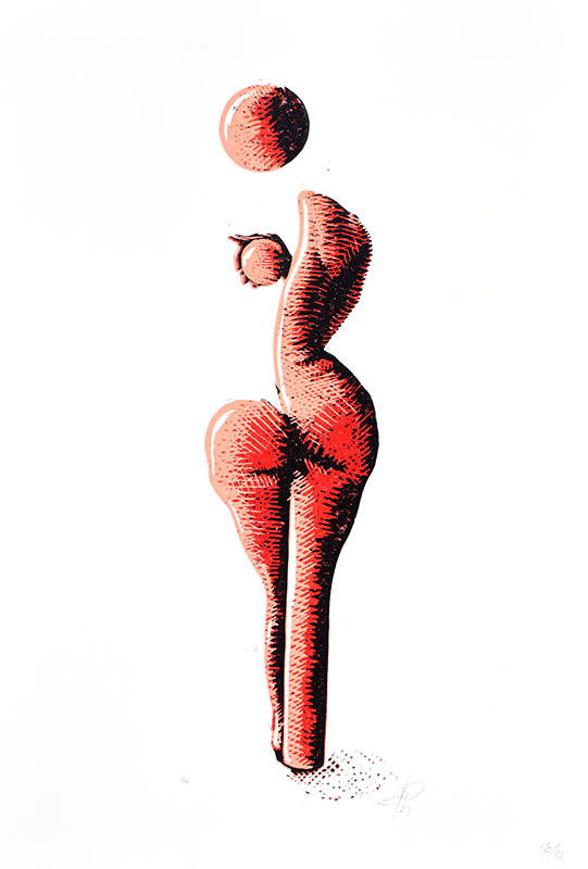 erie ženského aktu zezadu, formát A3