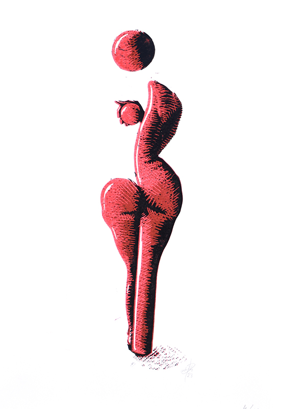 erie ženského aktu zezadu, formát A3